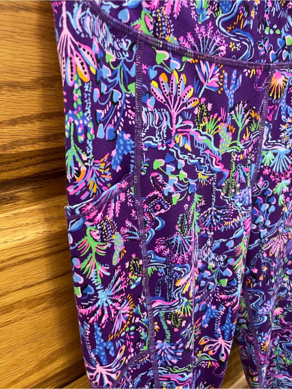 Lilly Pulitzer Luxletic M Purple Multi Floral Leggings - Picture 3 of 5